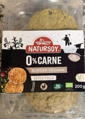 Burger vegana estilo pollo front packaging
