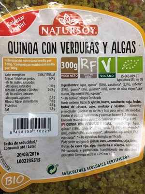 Quinoa con verduras y algas