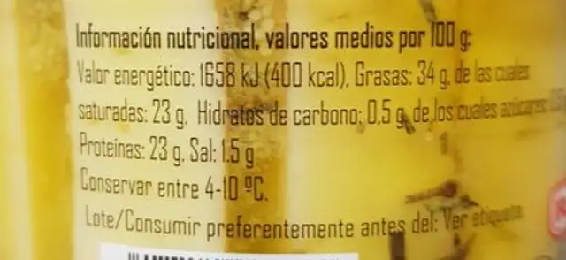 Queso de mezcla curado en aceite de oliva virgen con romero nutrition facts table