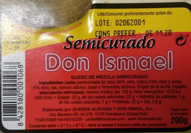 queso de mezcla semicurado nutrition facts table