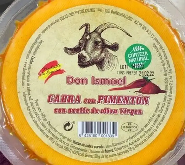 Queso de cabra con pimentón y aceite de oliva virgen nutrition facts table