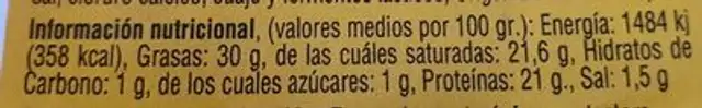 Queso de Mezcla Tierno Aldonza Lorenzo nutrition facts table