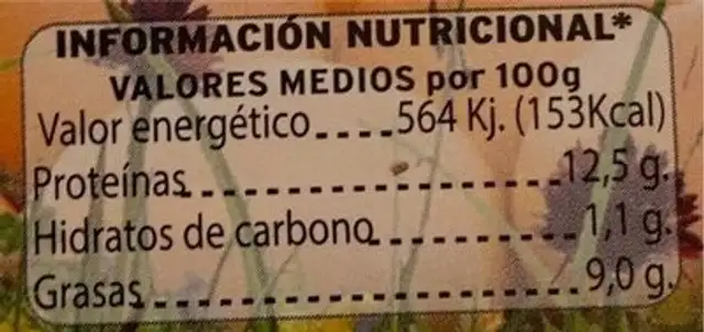 Huevos camperos nutrition facts table