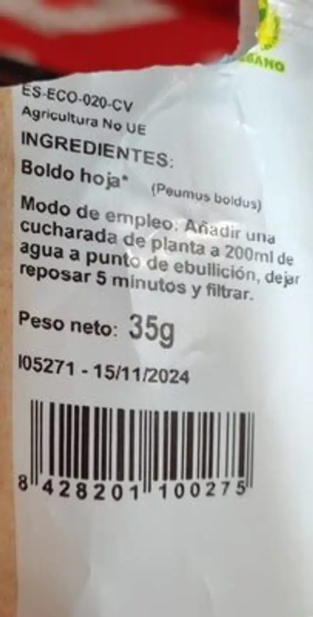 BOLDO nutrition facts table