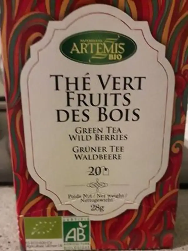 Te Verde Frutas Silvestres 20 Bolsas Bio 28G Artemis ingredients label