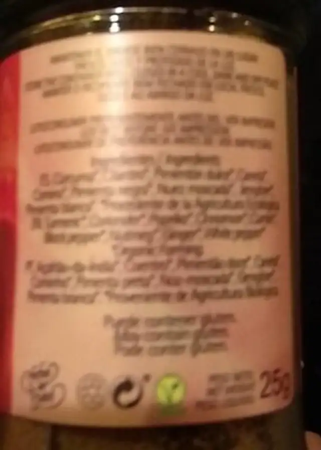 Ras el hanout nutrition facts table