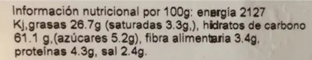 Producto AperitivoKonos Fritos nutrition facts table