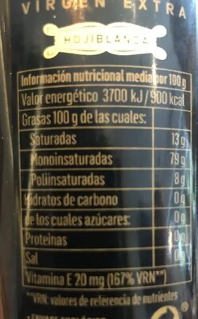 Finca terral aceite de oliva nutrition facts table