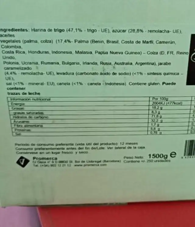 Speculoos Flor del café nutrition facts table
