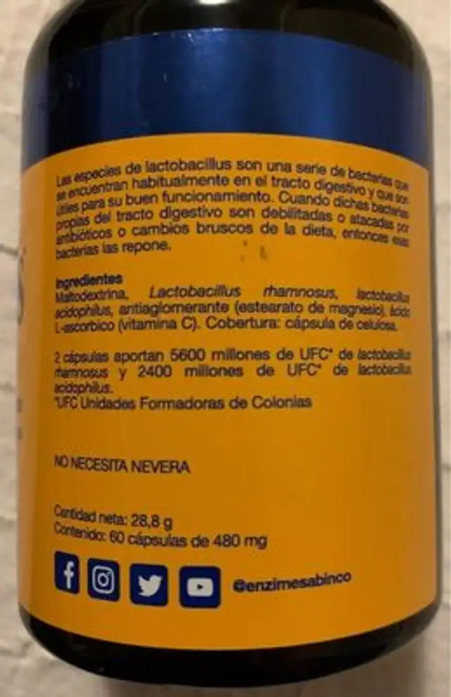 SabiDofilus Forte nutrition facts table