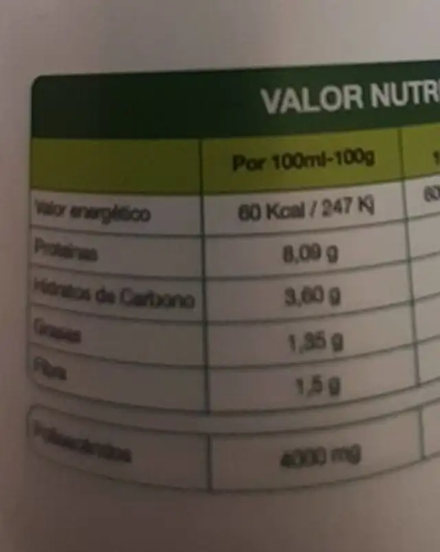 Aloe Vera 1 Litre Eco nutrition facts table