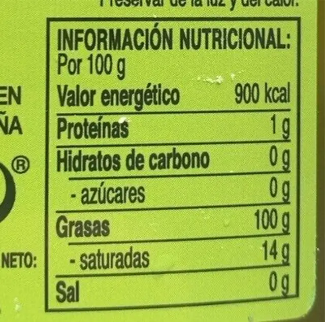 El molino de Gines nutrition facts table