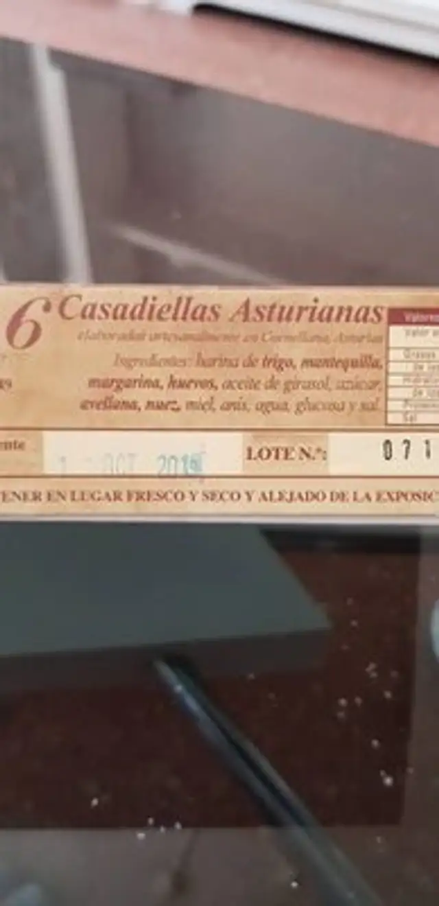 Casadiellas ingredients label