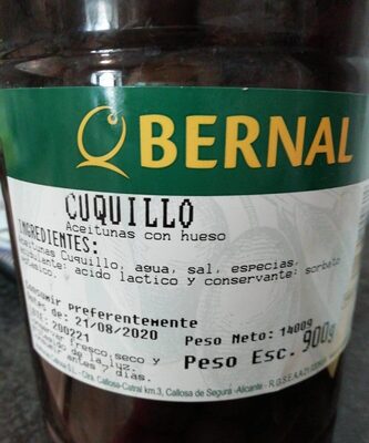 Aceitunas con hueso cuquillo