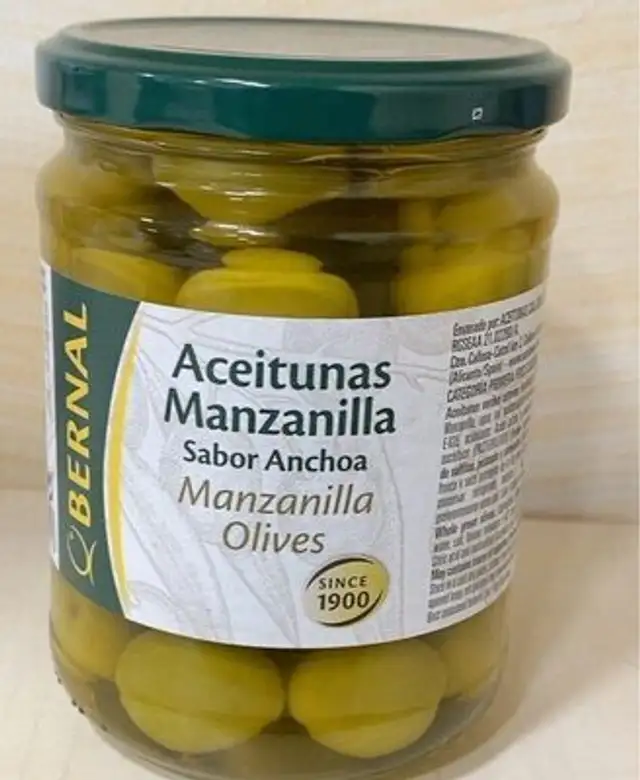 Aceitunas manzanilla sabor anchoa front packaging