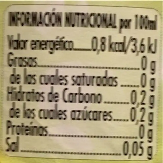 Limon viloria nutrition facts table