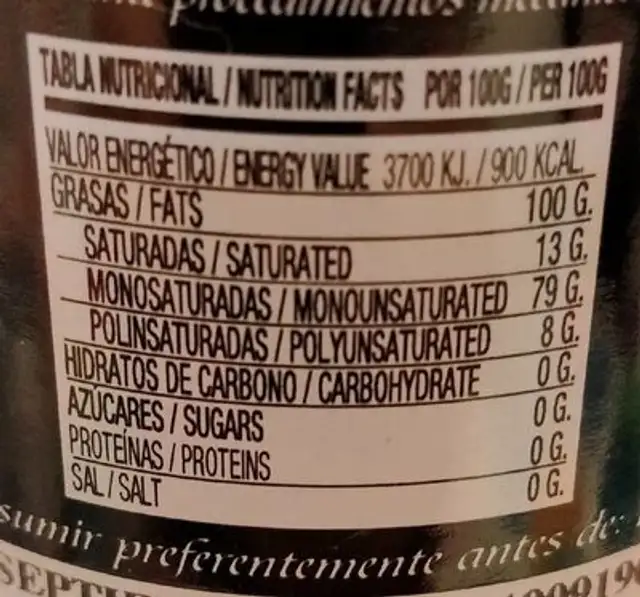 Los Molinos de Santa Catalina nutrition facts table
