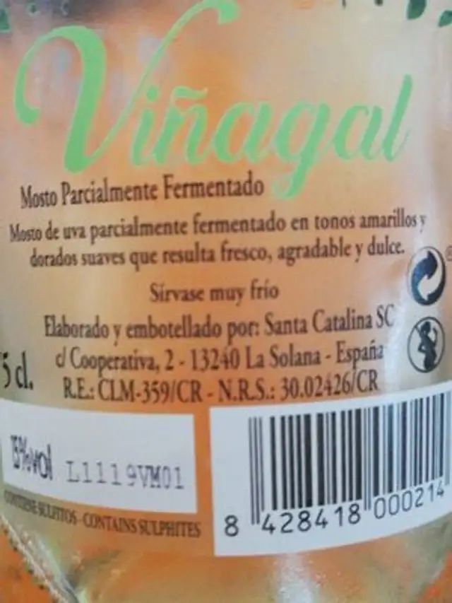 Viñagal nutrition facts table