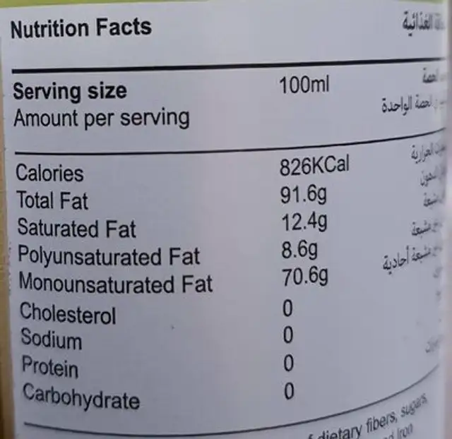 Al wazir nutrition facts table