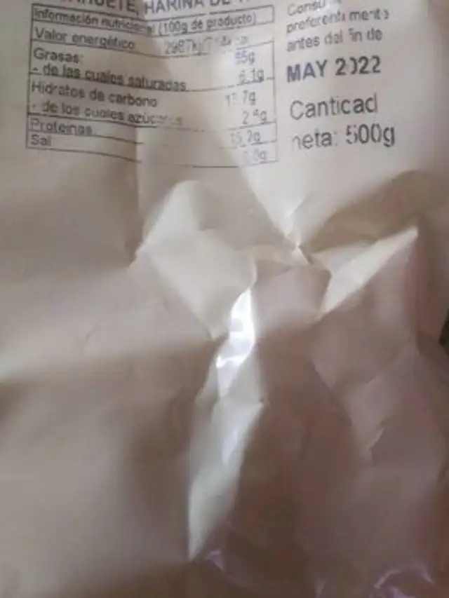 Nueces de Chile nutrition facts table