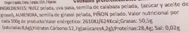 Mix especial ensaladas nutrition facts table