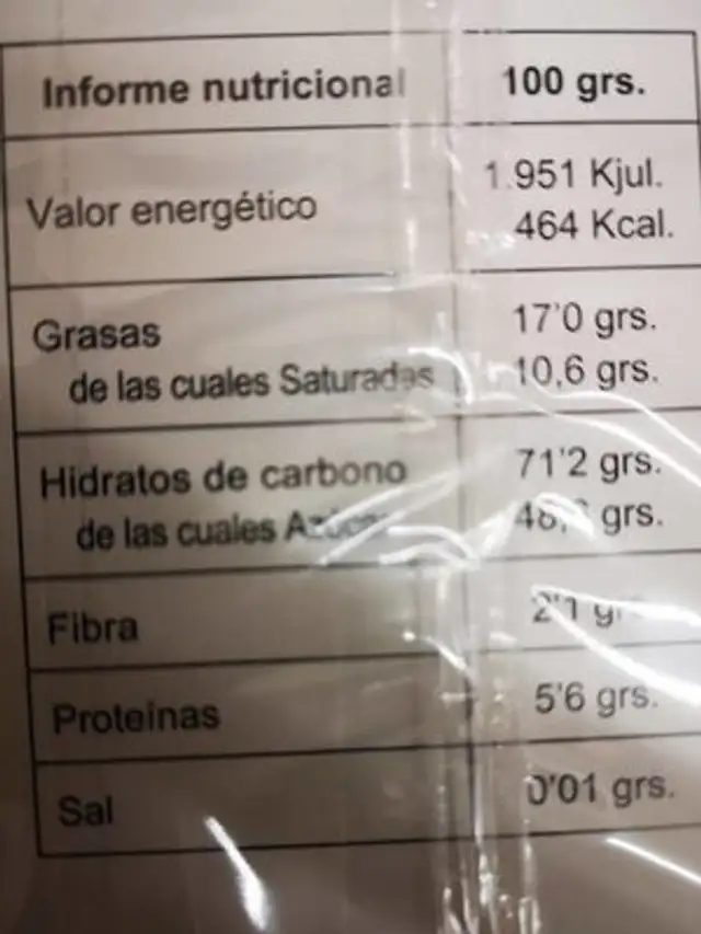 Chocolate familiar a la taza nutrition facts table
