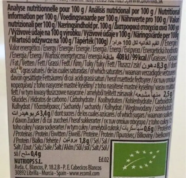Shiitake nutrition facts table