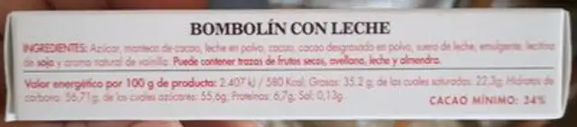 Chocolates Hipólito cabrera nutrition facts table