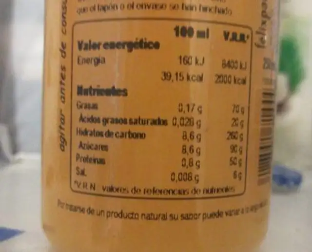 Zumo de naranja puro zumo nutrition facts table