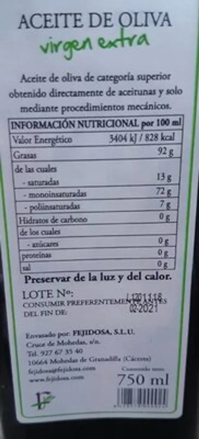 Aceite de oliva virgen extra