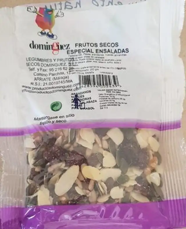Frutos secos nutrition facts table