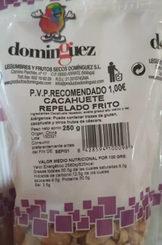 Cacahuete repelado frito nutrition facts table