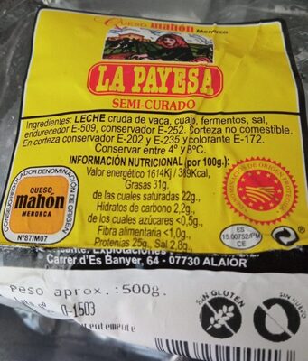 Queso Semi Curado front packaging