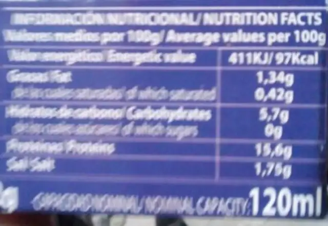 Berberechos al natural nutrition facts table