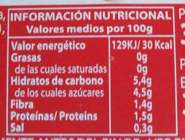 Pimientos del piquillo enteros extra nutrition facts table