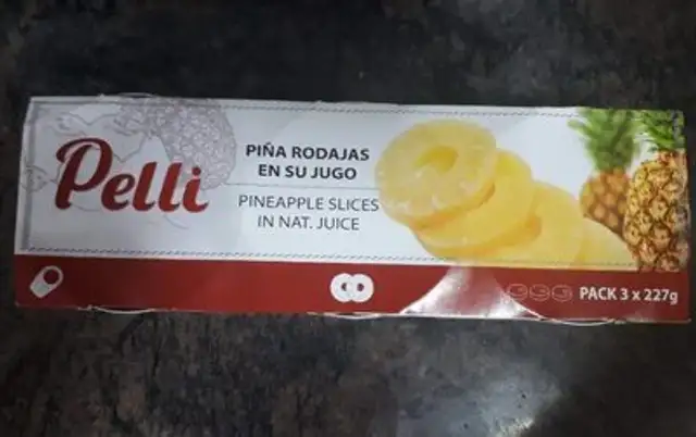 Piña rodajas en su jugo front packaging