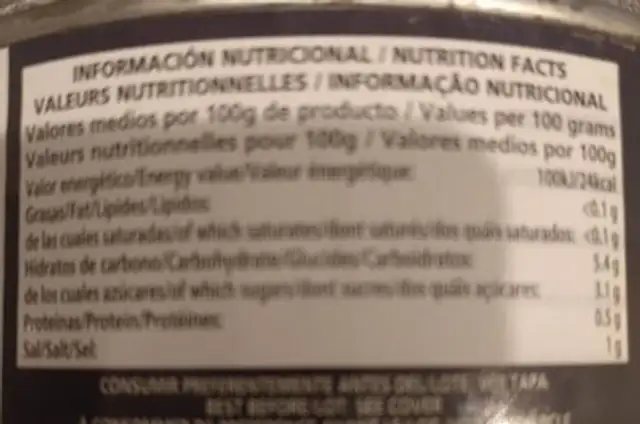Zanahoria en dados al natural nutrition facts table