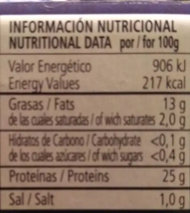 Ventresca en trozos de atún claro nutrition facts table