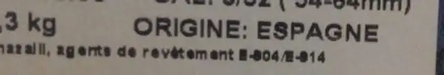 Clémentine ingredients label