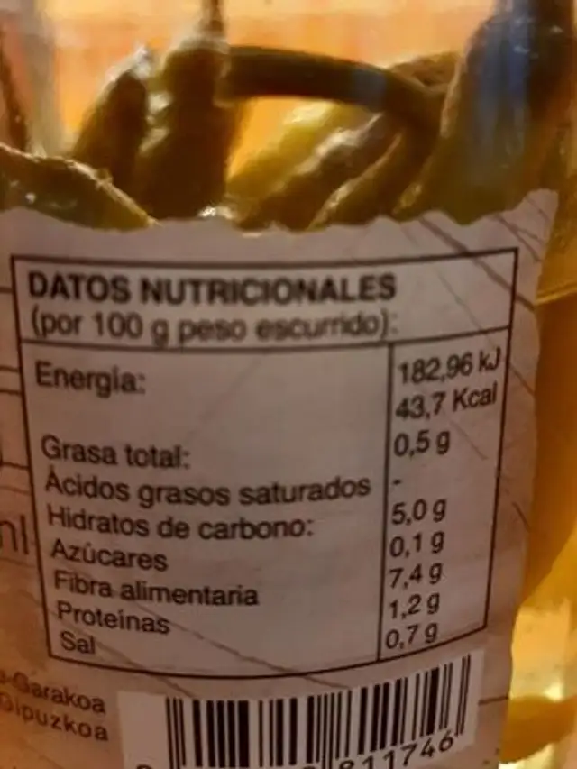 Munduate guindillas nutrition facts table