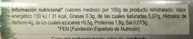 Harina de trompeta negra nutrition facts table
