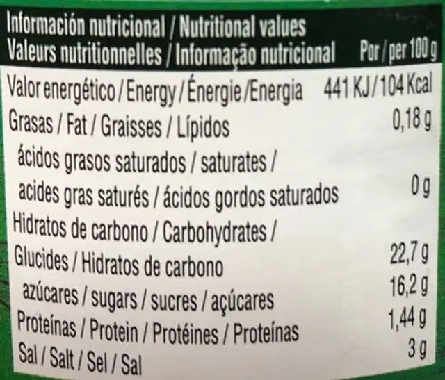 Chalapa River Dip Mild nutrition facts table