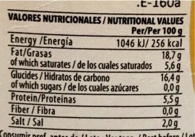 Sauce Cheese Dip Salsa nutrition facts table