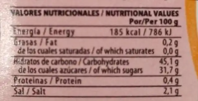 Salsa thai nutrition facts table
