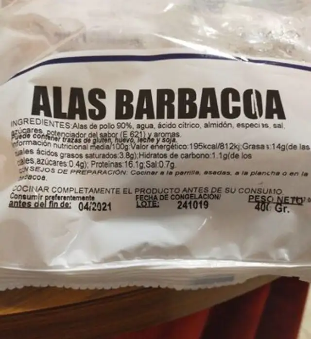 Alas Barbacoa nutrition facts table