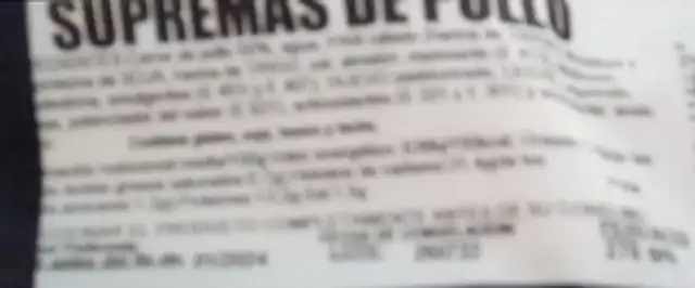 Supremas de pollo nutrition facts table