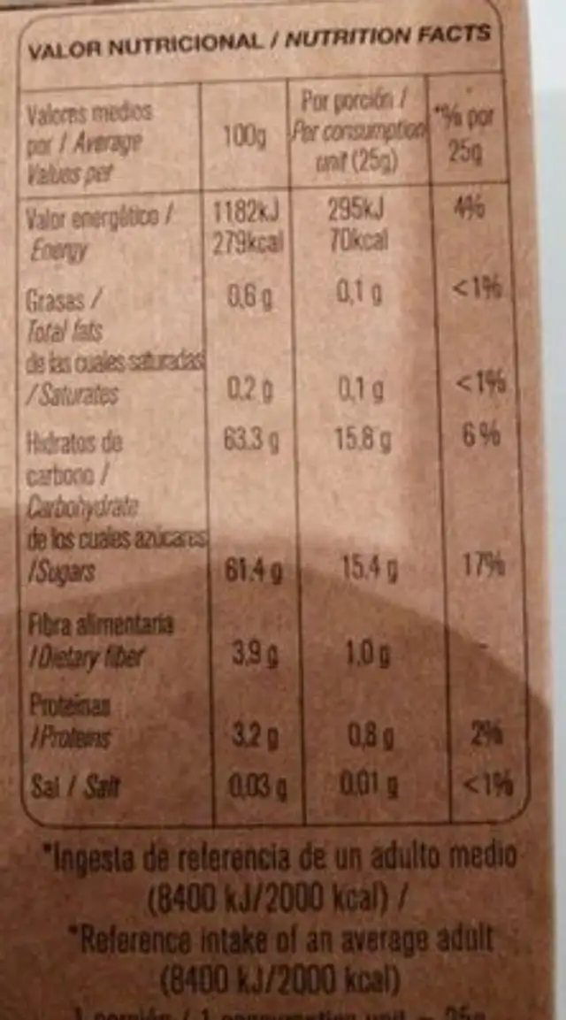 Higos secos cuello dama extra nutrition facts table
