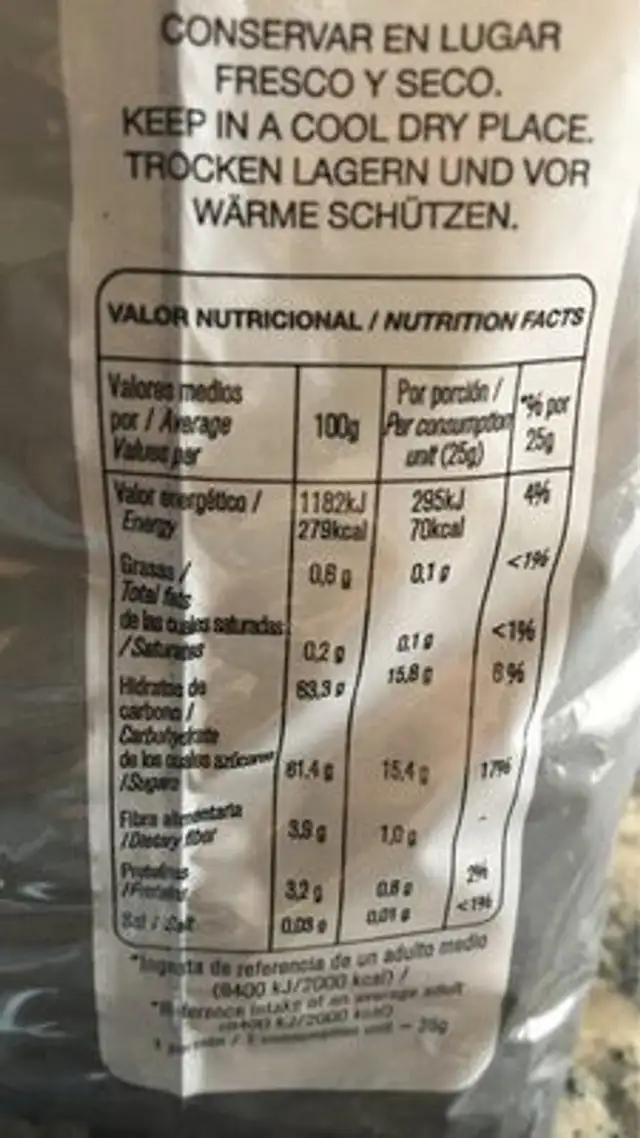 Higos secos del pais nutrition facts table