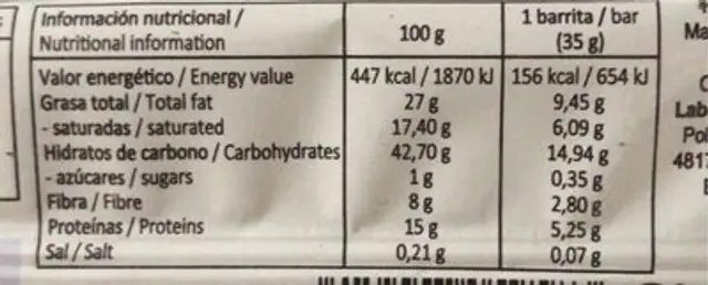 Slim snack sabor yogur nutrition facts table
