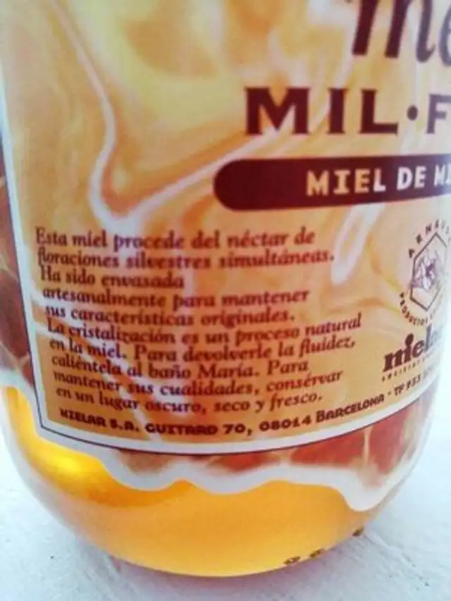 Mel de Mil-Flors ingredients label